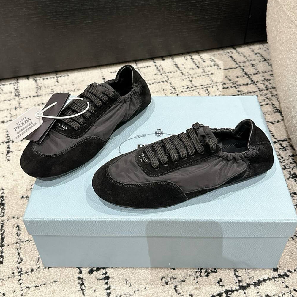 Pra*a Collapse Re-Nylon and suede sneakers