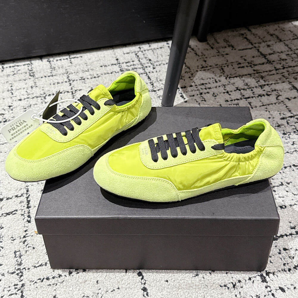 Pra*a Collapse Re-Nylon and suede elasticized sneakers