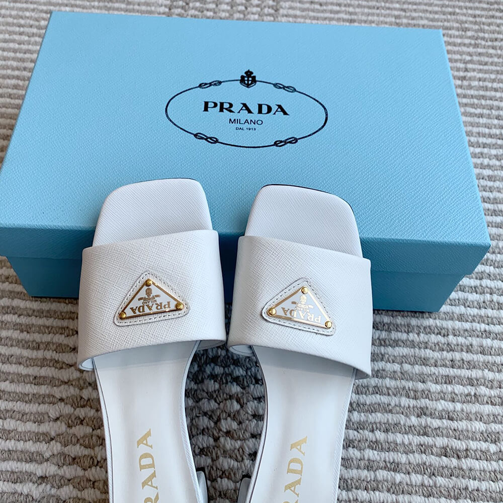 Pra*a Saffiano patent leather sandals