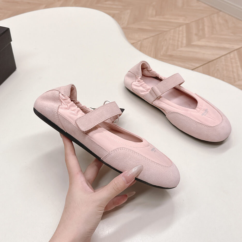 Pra*a Re-Nylon and suede ballet flats
