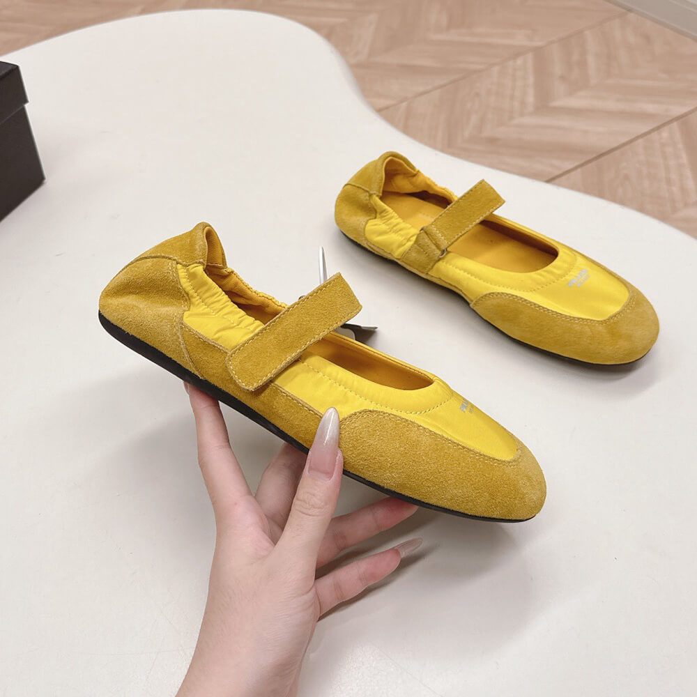 Pra*a Re-Nylon and suede ballet flats