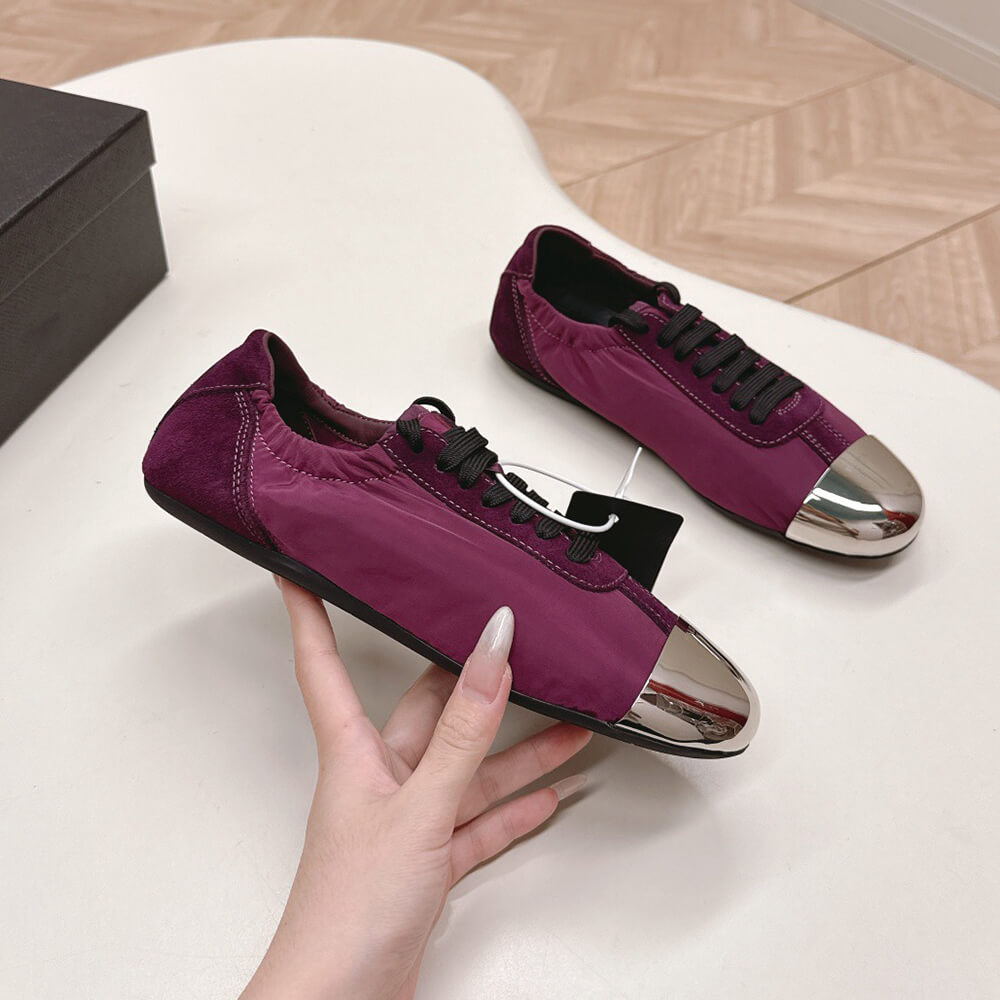 Pra*a Collapse Re-Nylon and suede sneakers with metal toecap