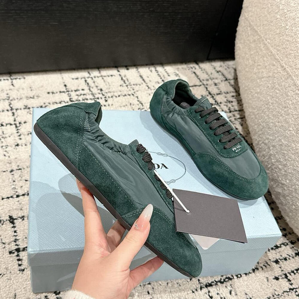 Pra*a Collapse Re-Nylon and suede elasticized sneakers