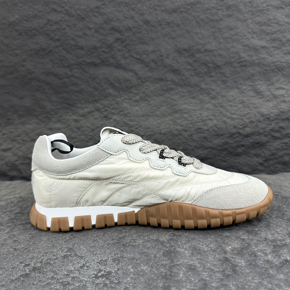 M1um1u Tyre technical fabric and suede sneakers