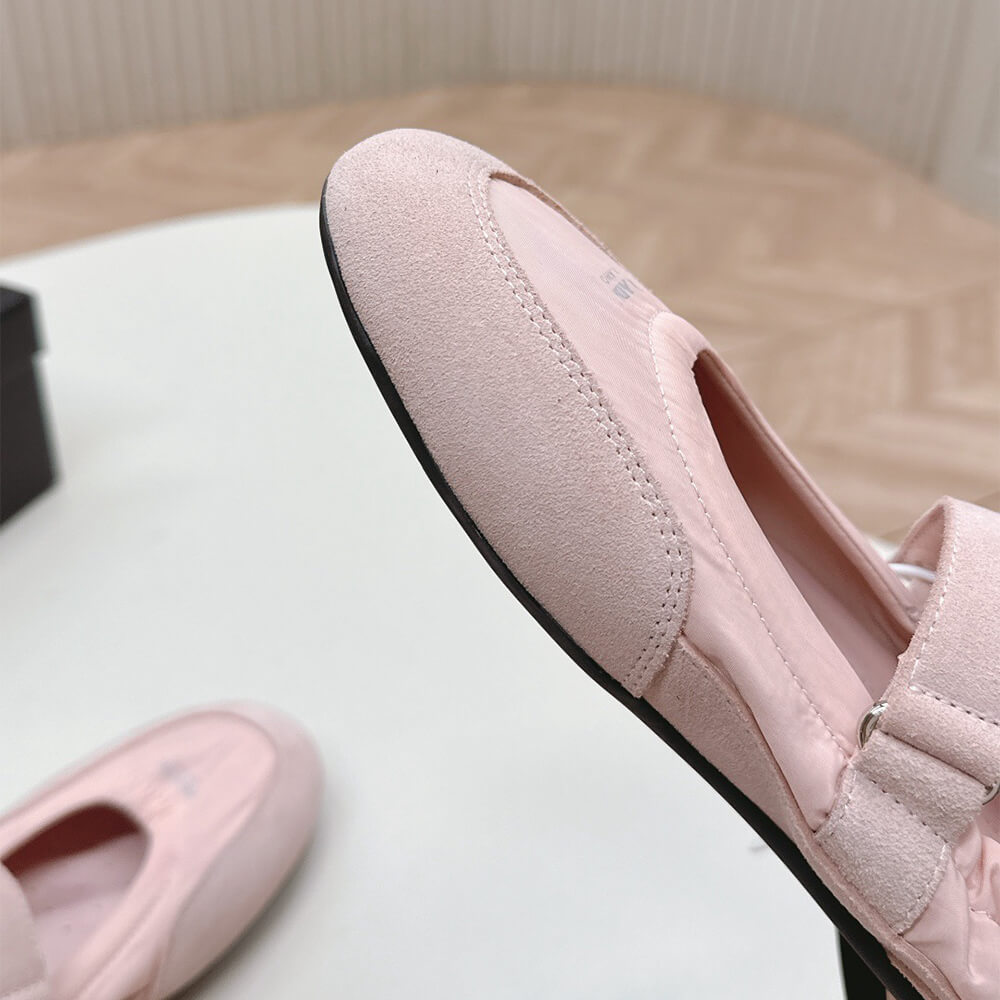 Pra*a Re-Nylon and suede ballet flats