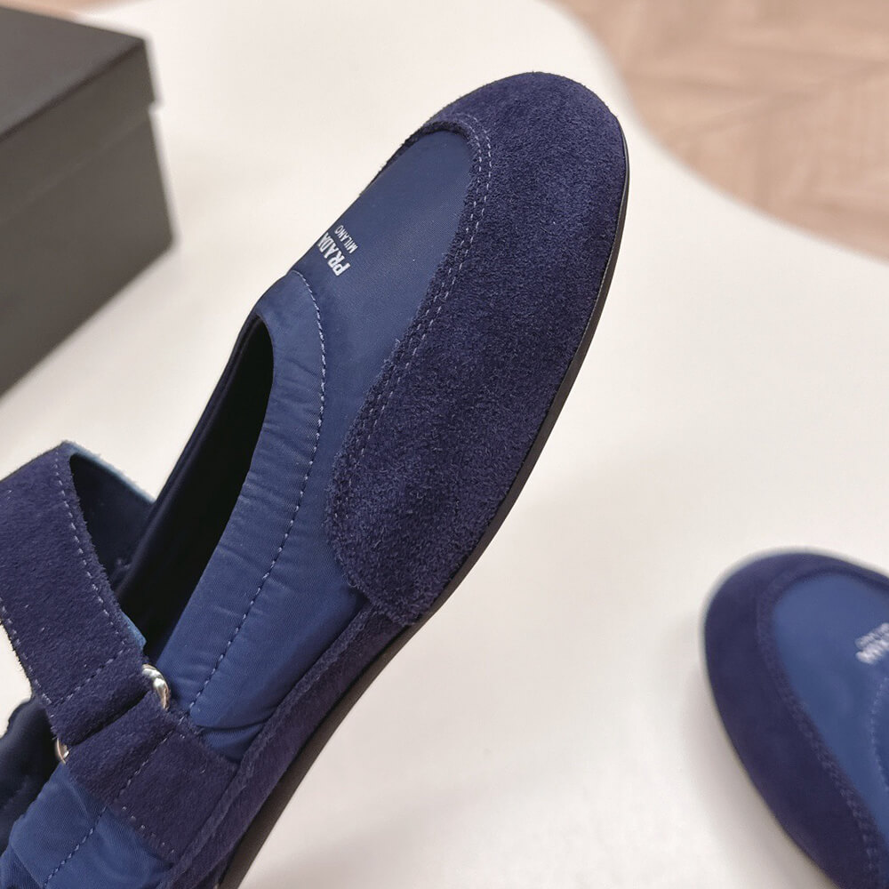 Pra*a Re-Nylon and suede ballet flats