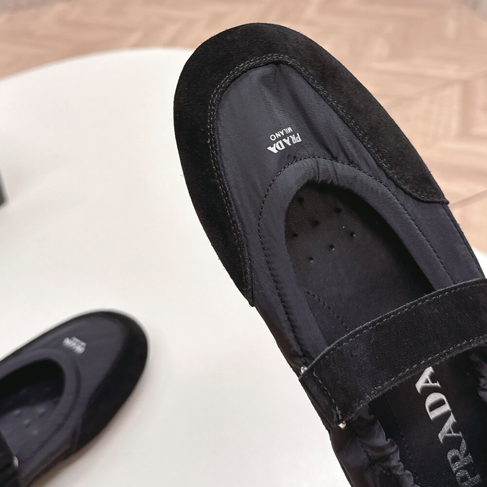 Pra*a Re-Nylon and suede ballet flats
