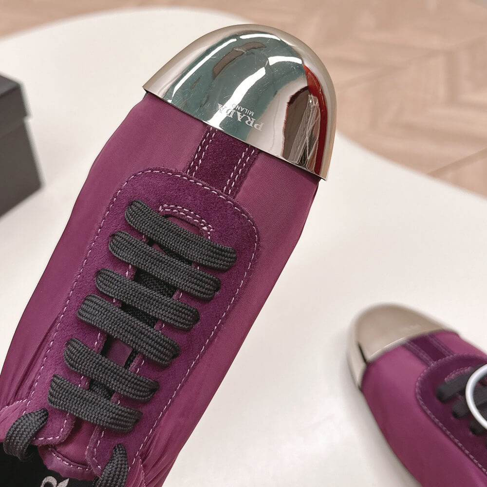 Pra*a Collapse Re-Nylon and suede sneakers with metal toecap
