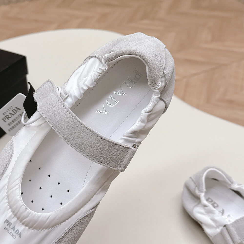 Pra*a Re-Nylon and suede ballet flats