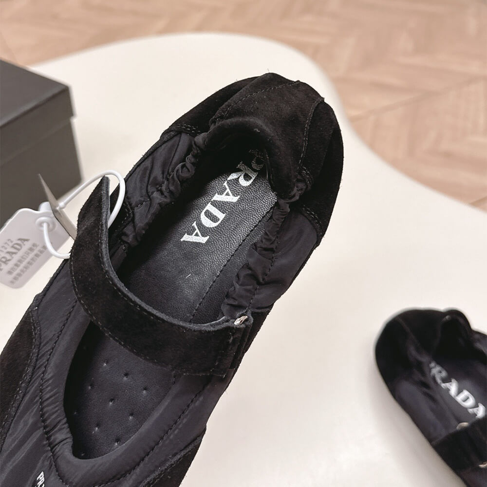 Pra*a Re-Nylon and suede ballet flats