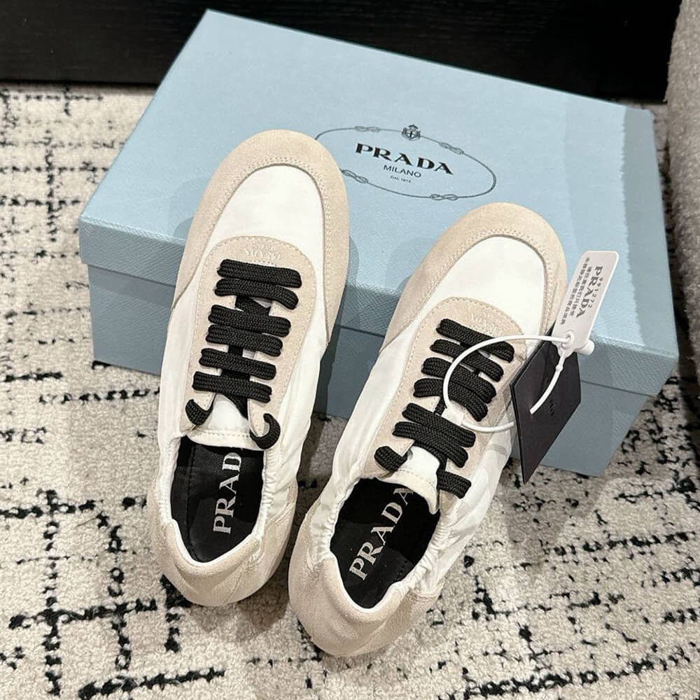 Pra*a Collapse Re-Nylon and suede sneakers
