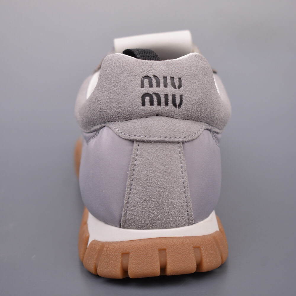 M1um1u Tyre technical fabric and suede sneakers
