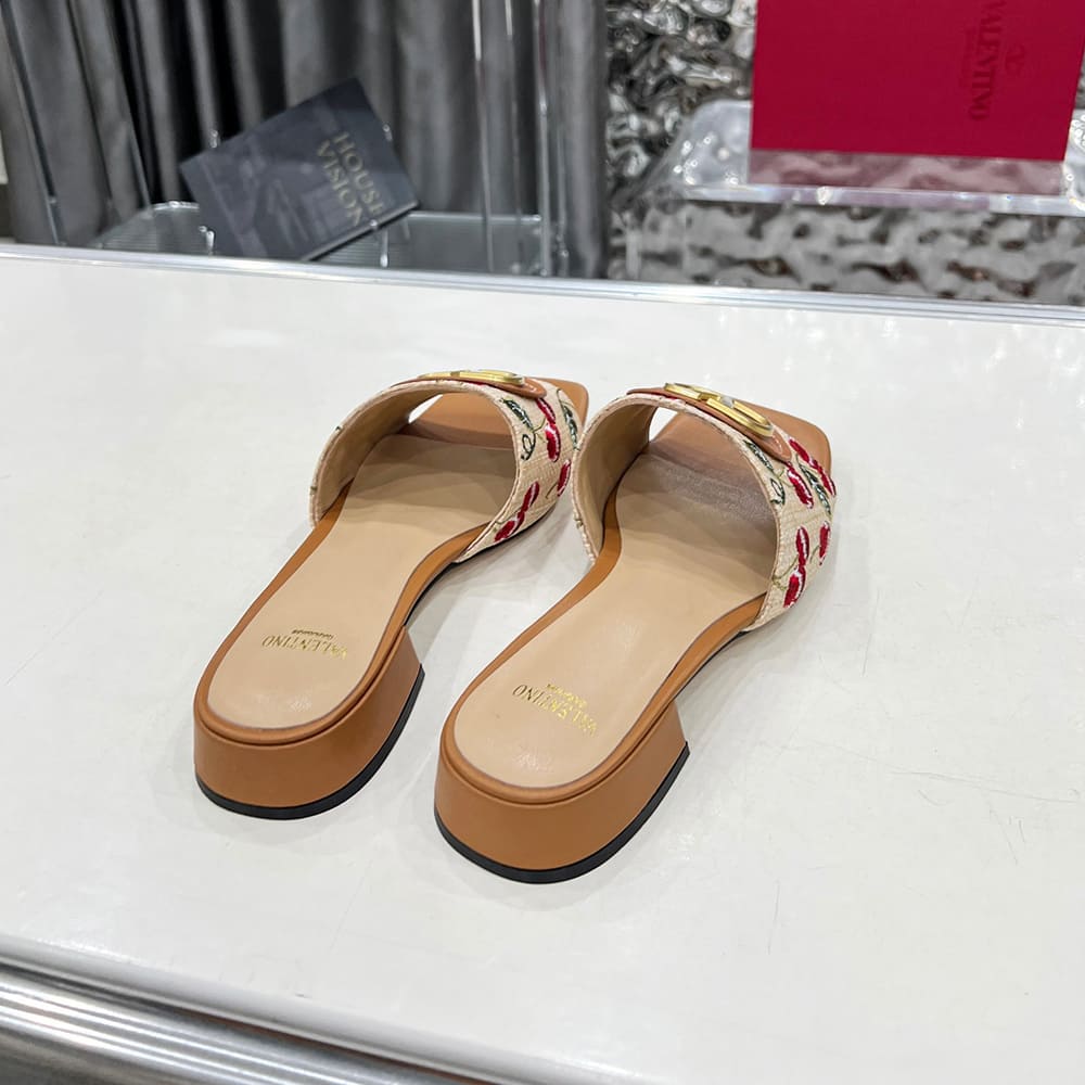 Va1e*ntin0 VLOGO SIGNATURE cherry pattern jacquard sandals (heel height 2 cm)