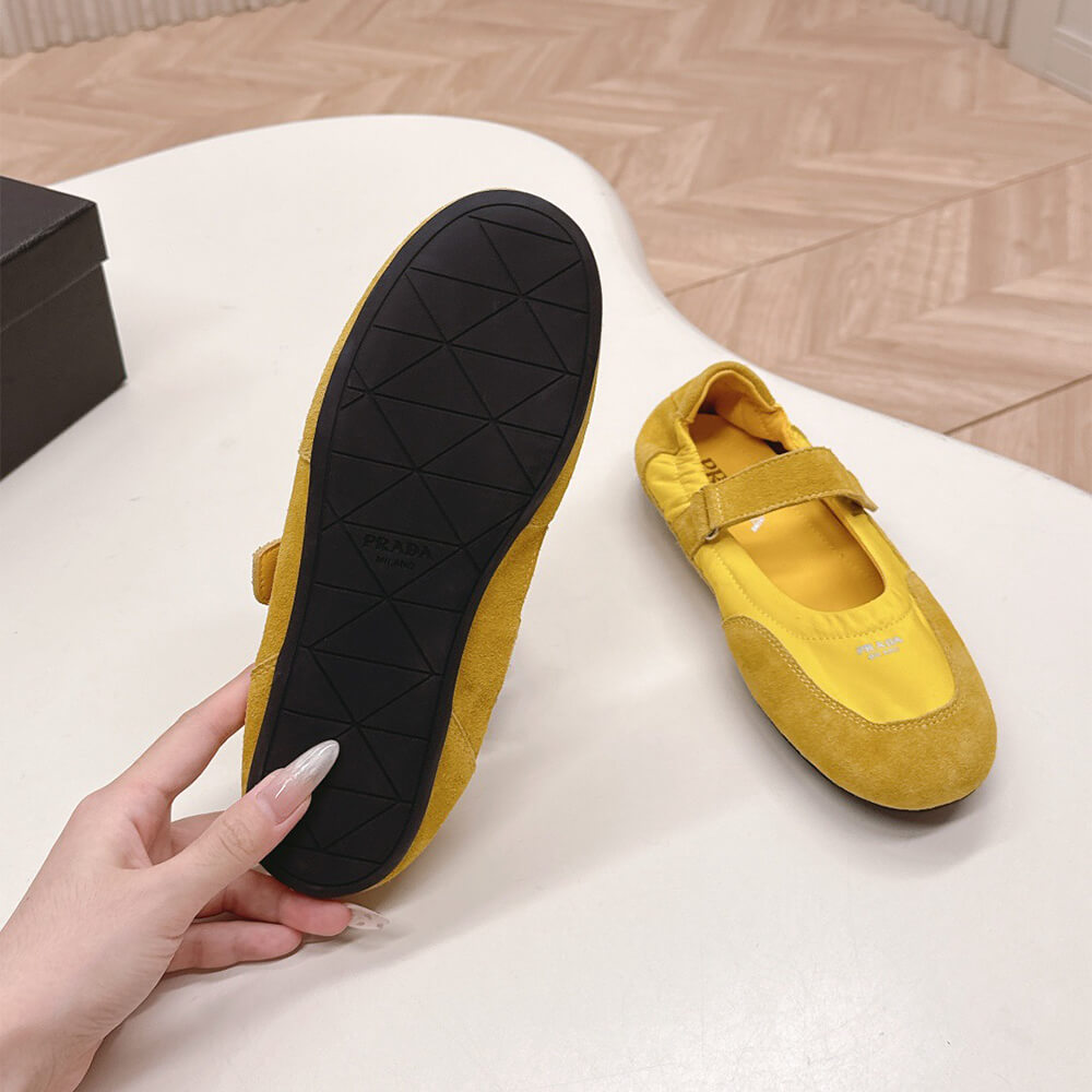 Pra*a Re-Nylon and suede ballet flats