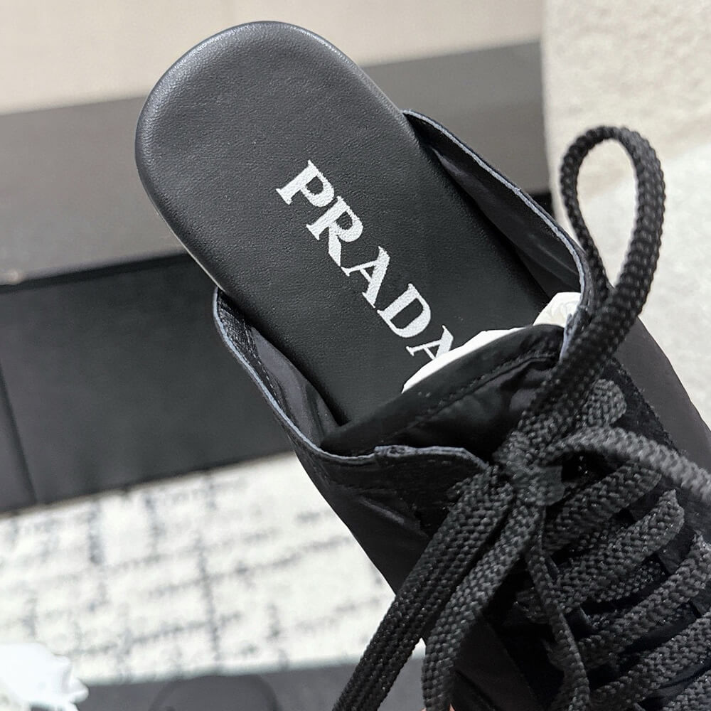 Pra*a Collapse Re-Nylon and suede mules