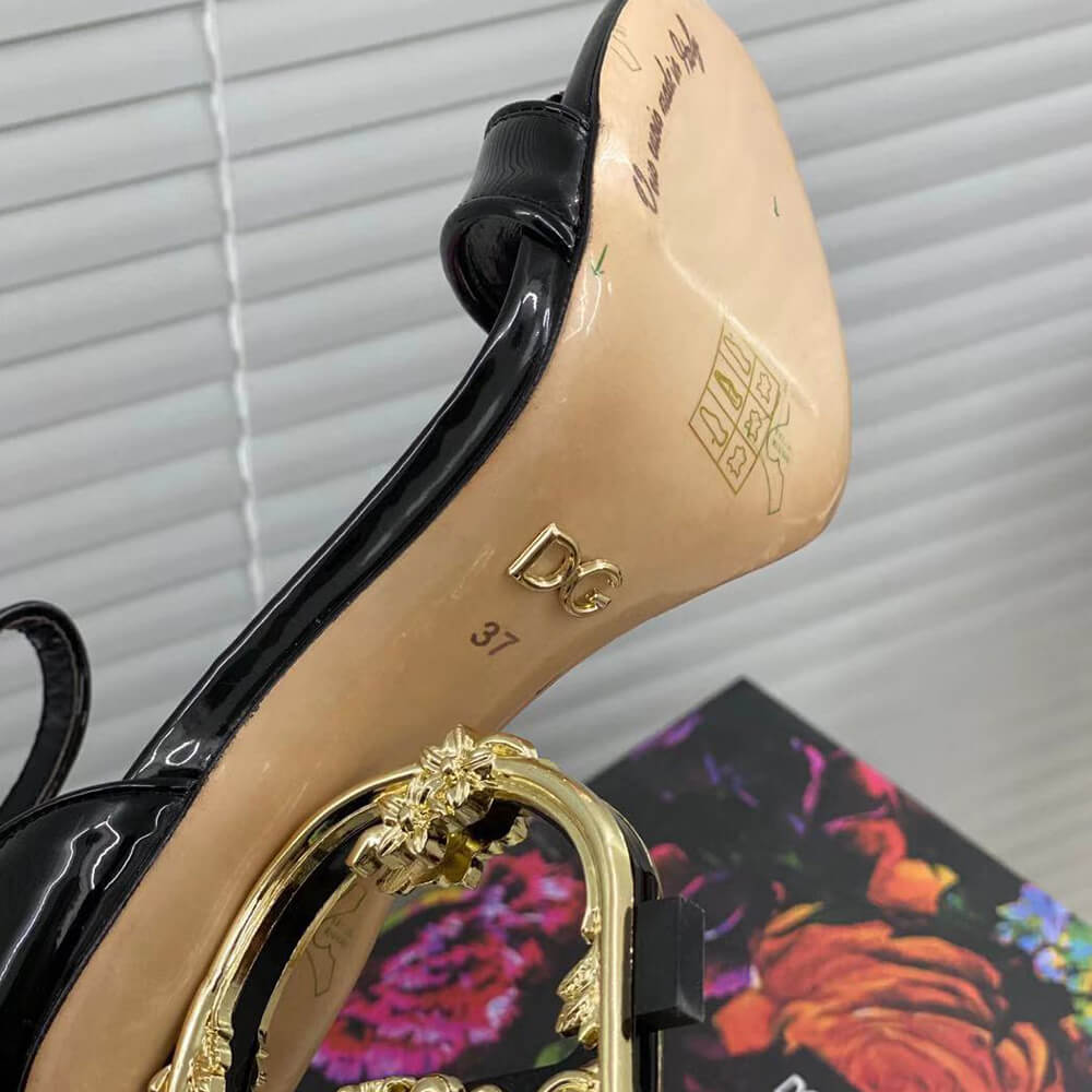 D01ce & gbbana polished calfskin sandals with dg baroque heel