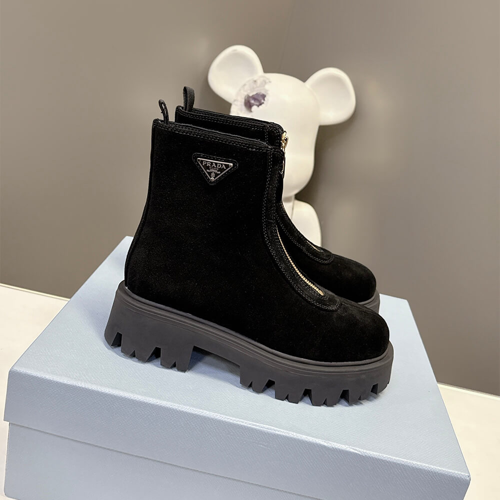 Pra*a Suede booties with zip
