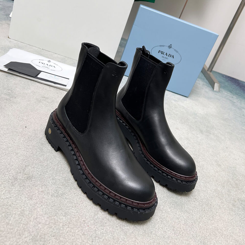 Pra*a Double Chocolate leather Chelsea boots