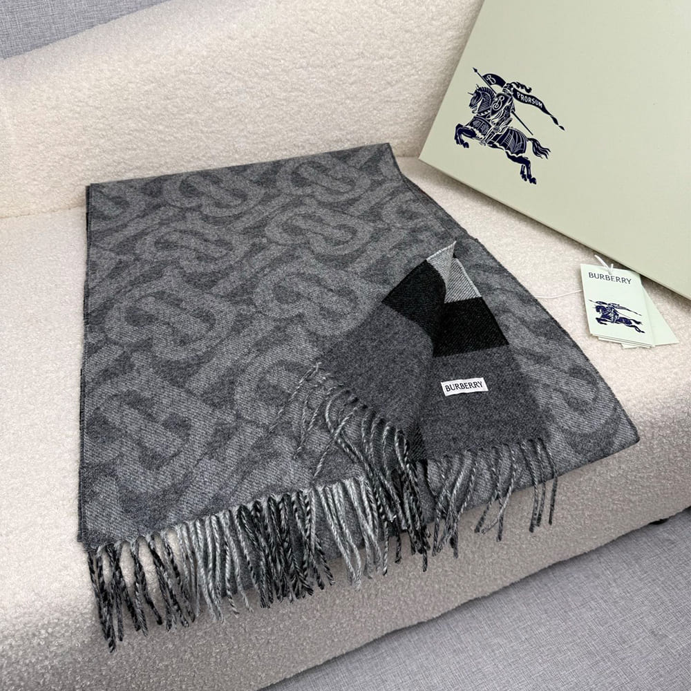 Bv*b*rry Reversible Check And Monogram Cashmere Scarf