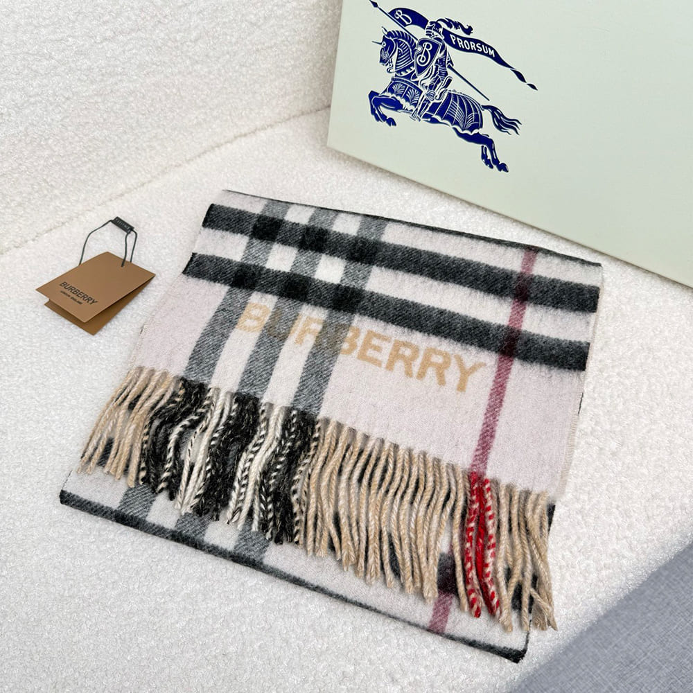 Bv*b*rry Contrast Check Cashmere Scarf