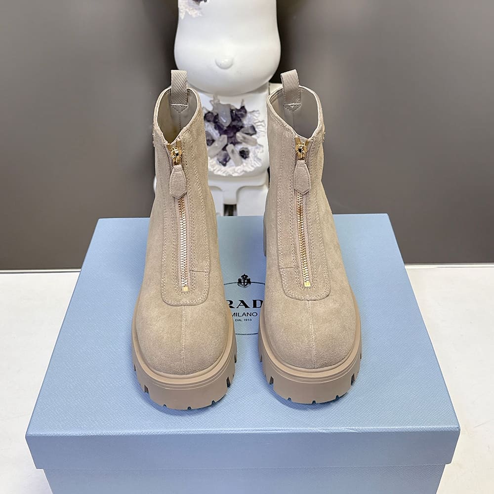 Pra*a Suede booties with zip