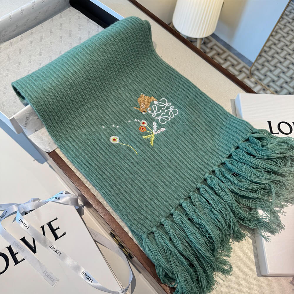 L0ew* Wool-Blend Knitted Bunny Scarf
