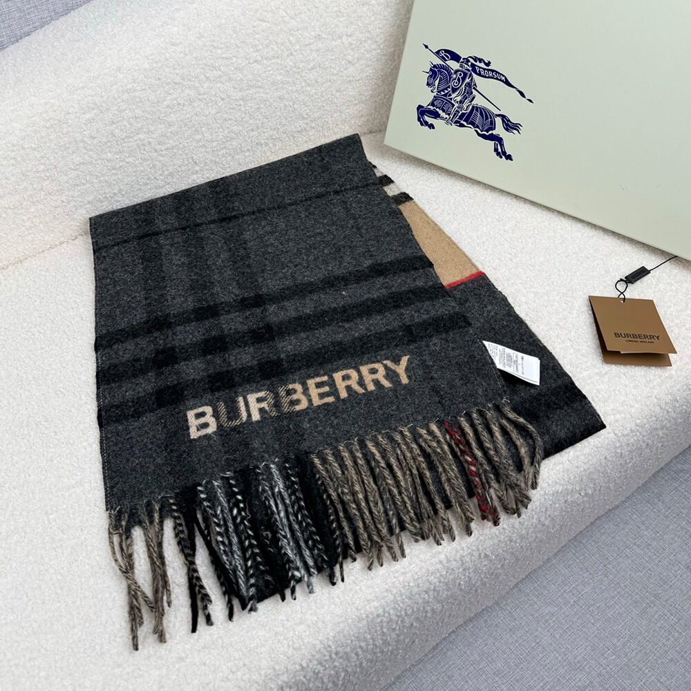 Bv*b*rry Contrast Check Cashmere Scarf