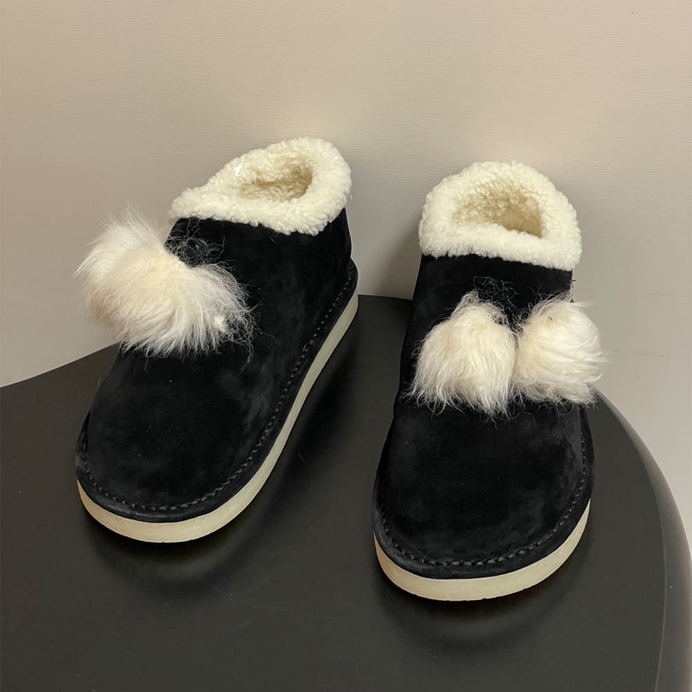 M1um1u Suede and shearling mules