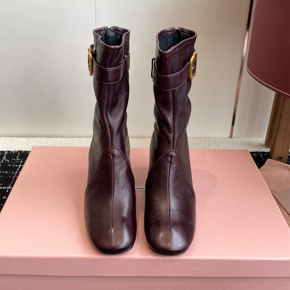M1um1u Nappa leather booties