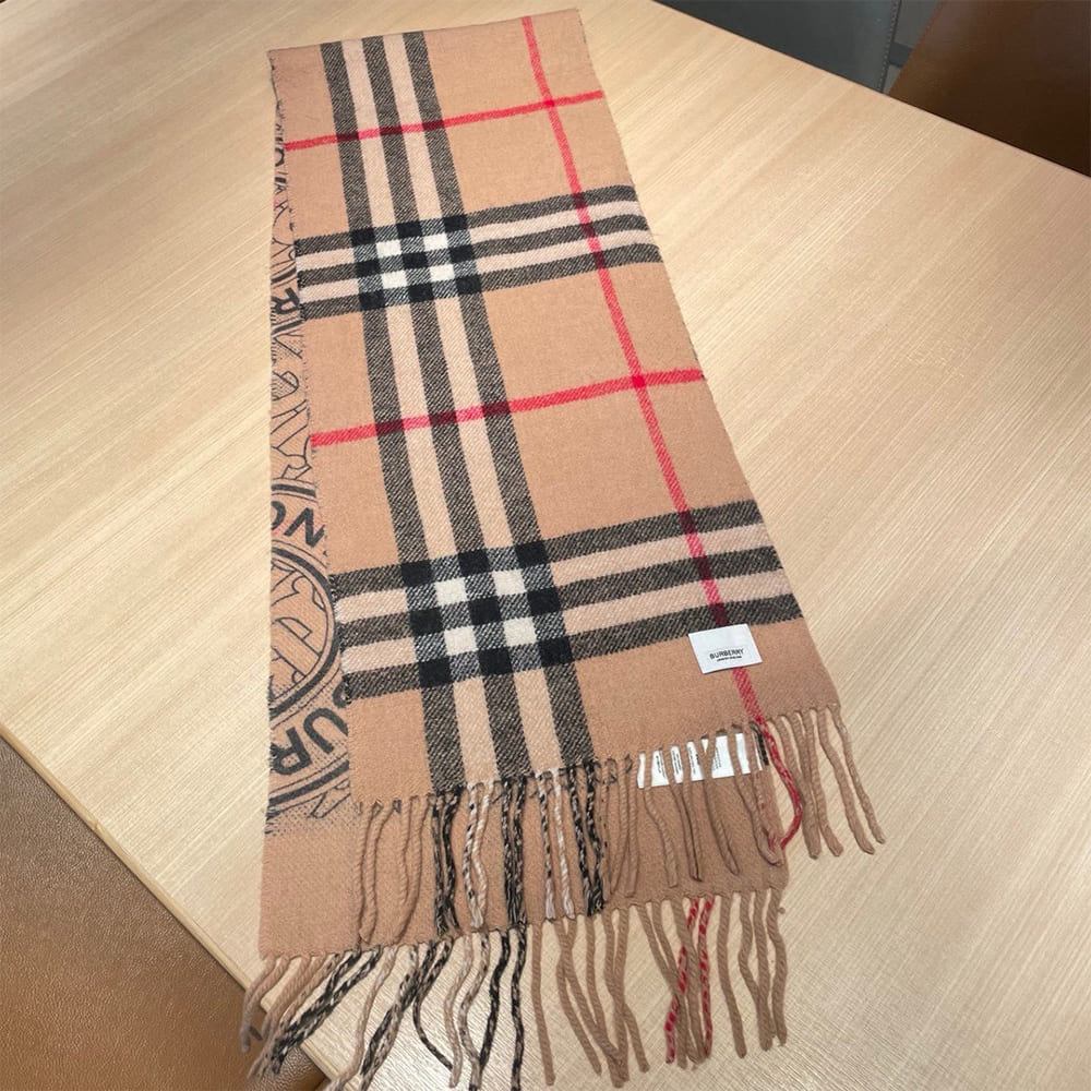 Bv*b*rry Reversible Check And Monogram Cashmere Scarf