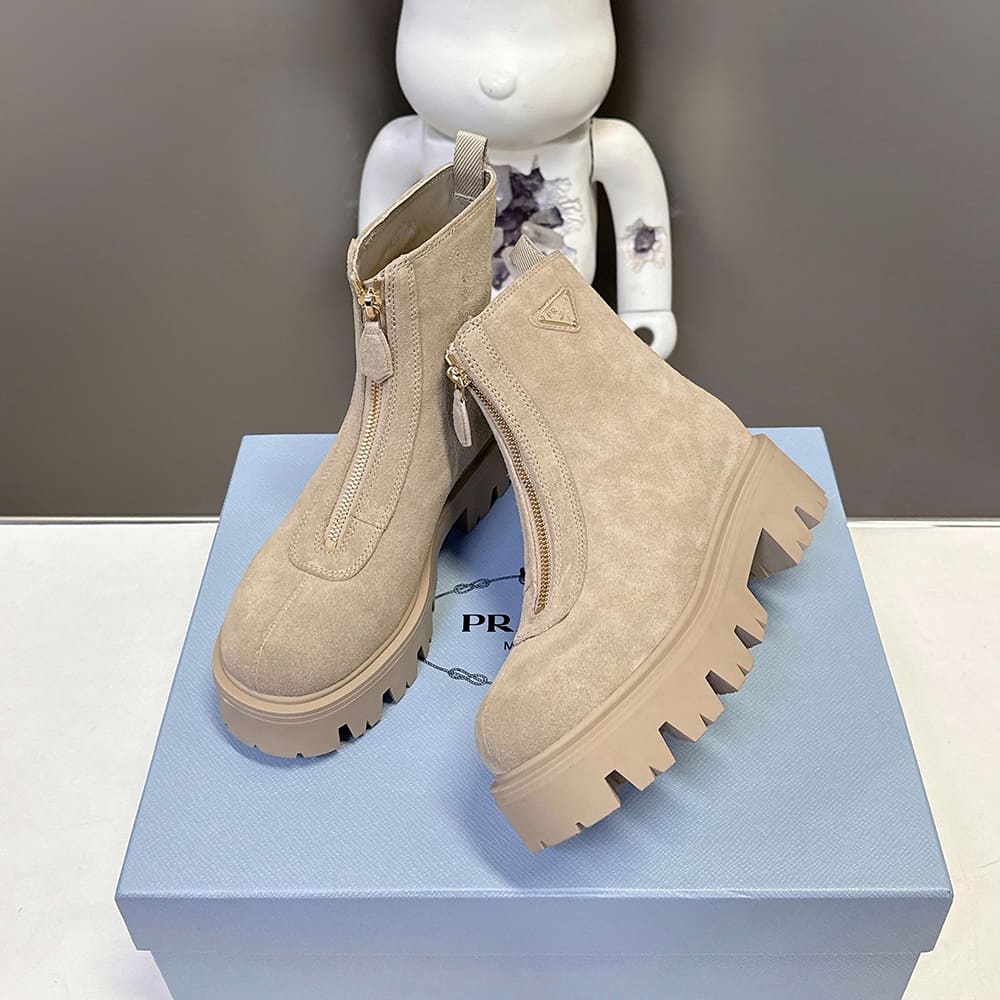 Pra*a Suede booties with zip