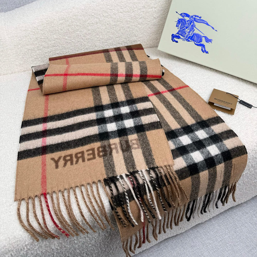 Bv*b*rry Contrast Check Cashmere Scarf