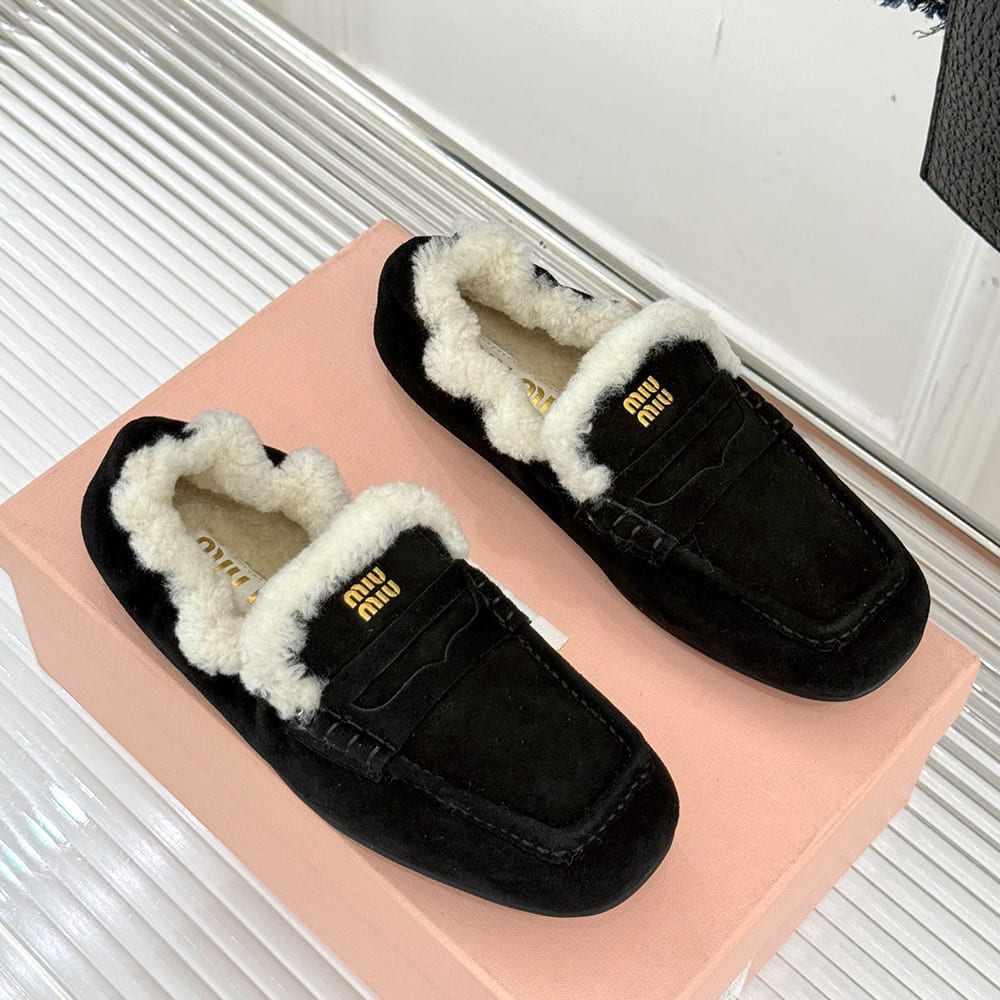 M1um1u Ruches suede loafers