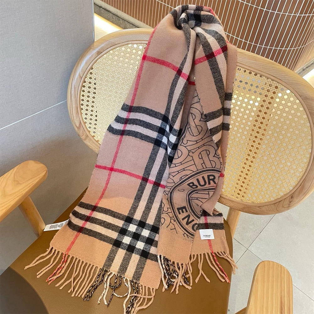 Bv*b*rry Reversible Check And Monogram Cashmere Scarf