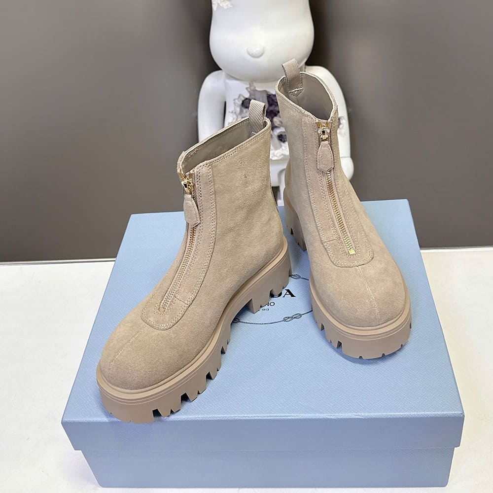Pra*a Suede booties with zip
