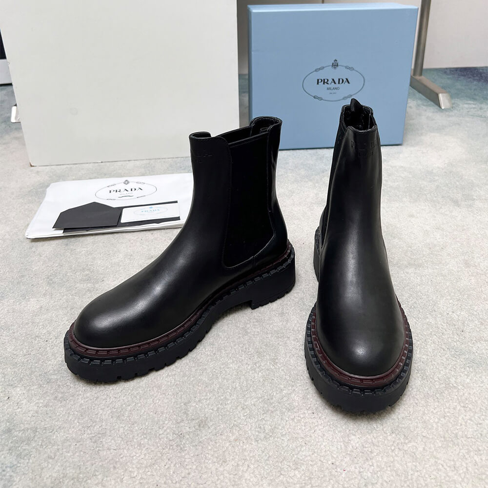 Pra*a Double Chocolate leather Chelsea boots