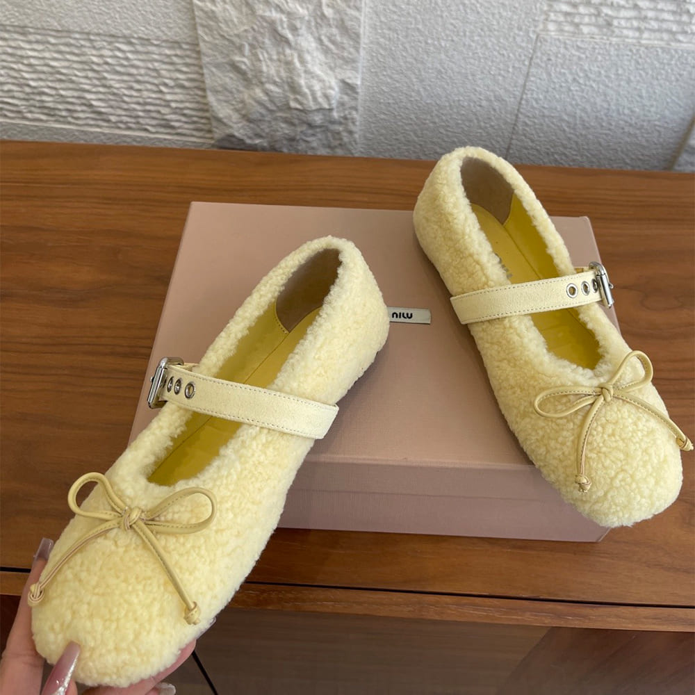 M1um1u Shearling ballerinas