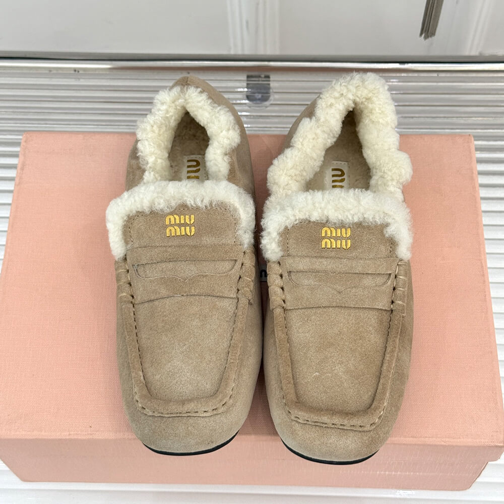 M1um1u Ruches suede loafers