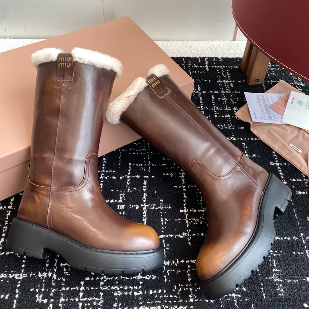M1um1u fumé leather boots