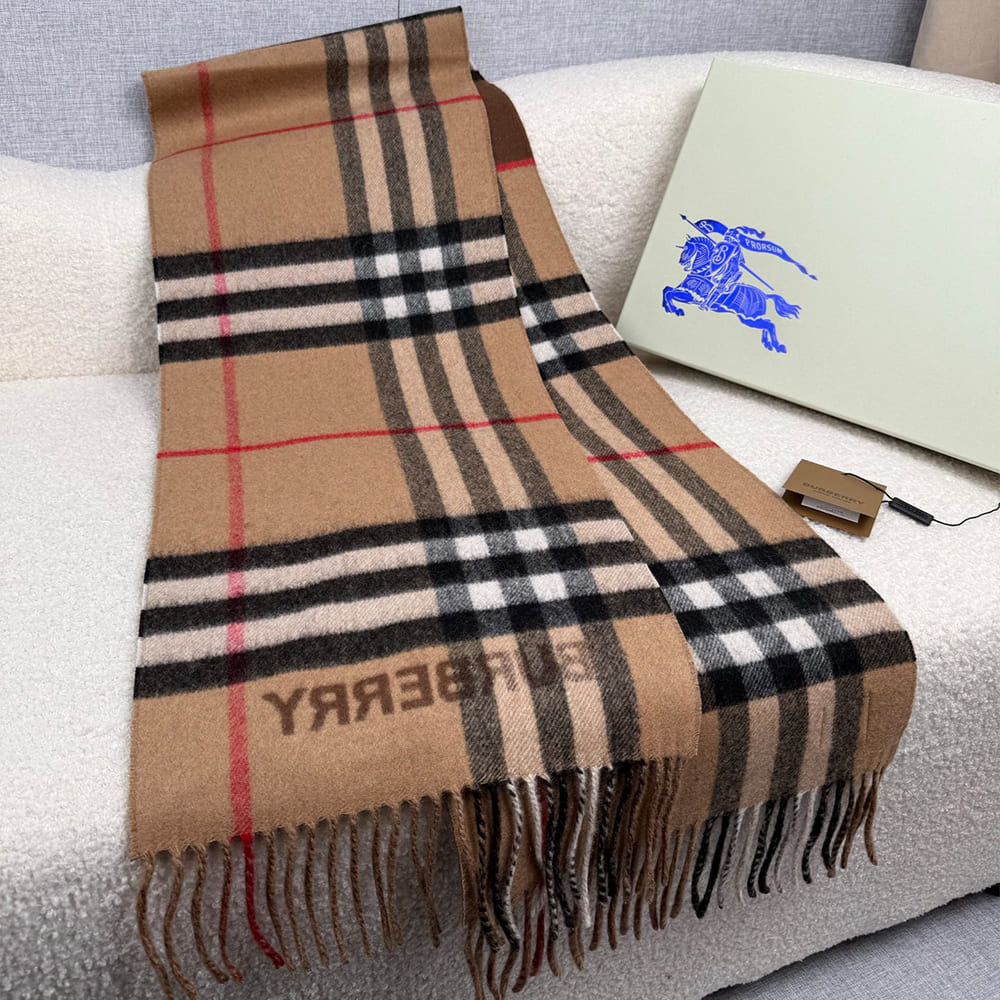 Bv*b*rry Contrast Check Cashmere Scarf
