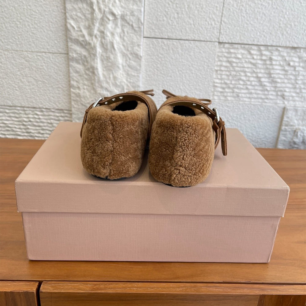 M1um1u Shearling ballerinas