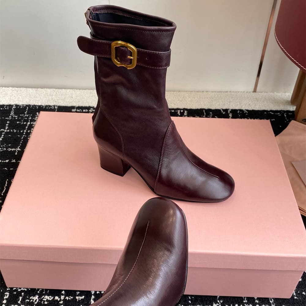 M1um1u Nappa leather booties