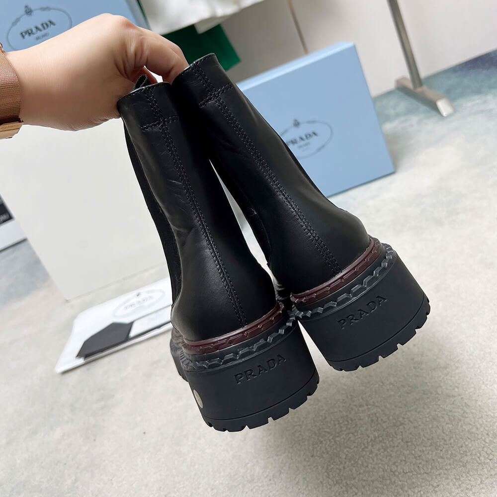 Pra*a Double Chocolate leather Chelsea boots