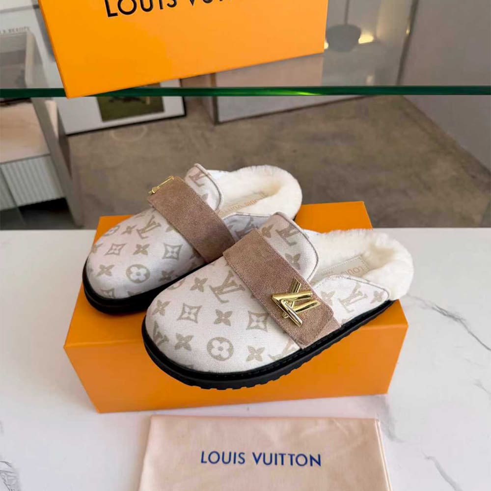 LV Monogram Wool Mules