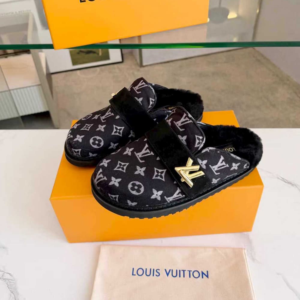 LV Monogram Wool Mules