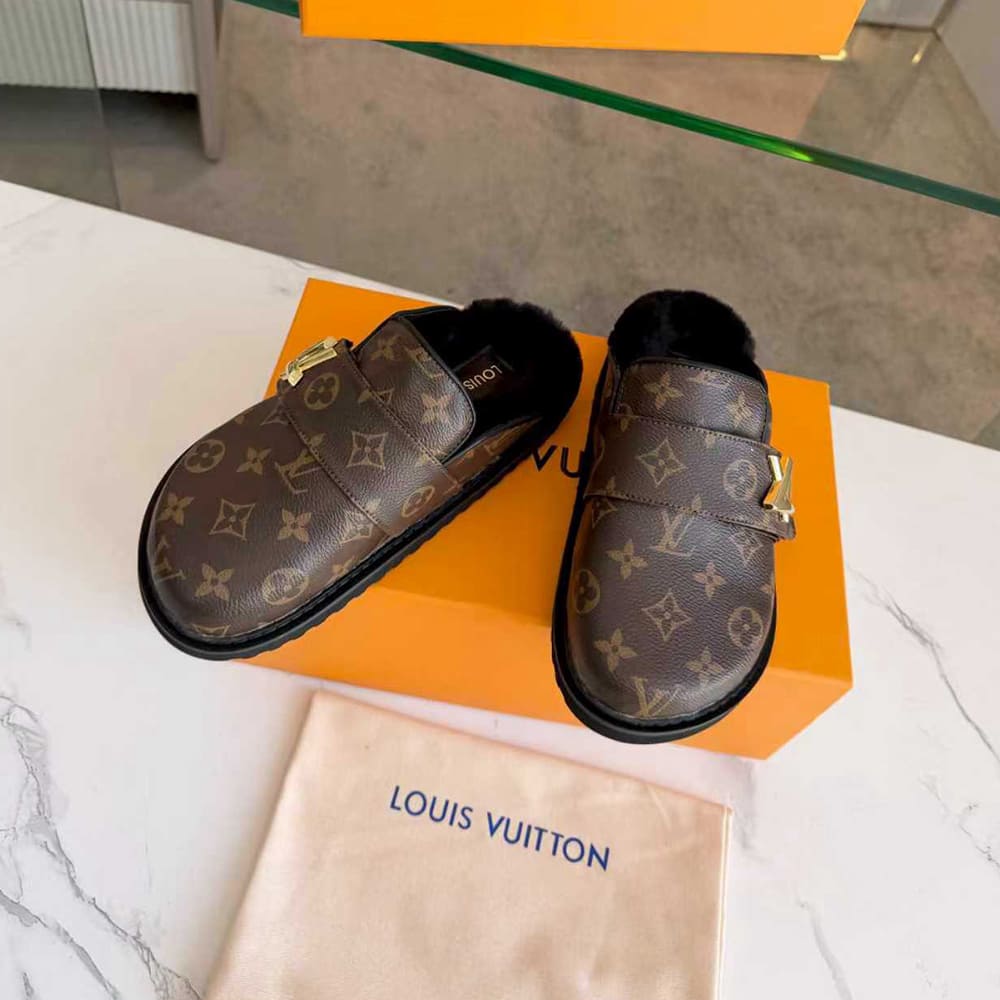 LV Monogram Wool Mules
