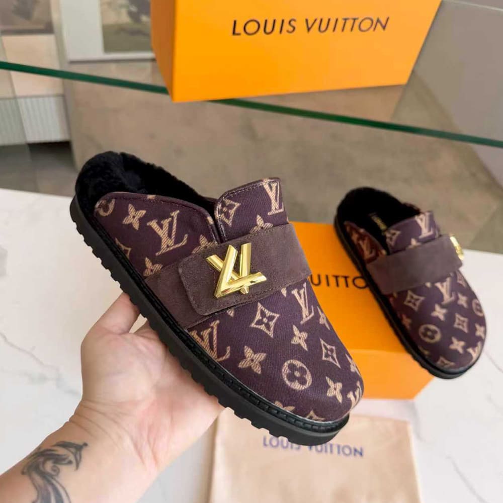 LV Monogram Wool Mules