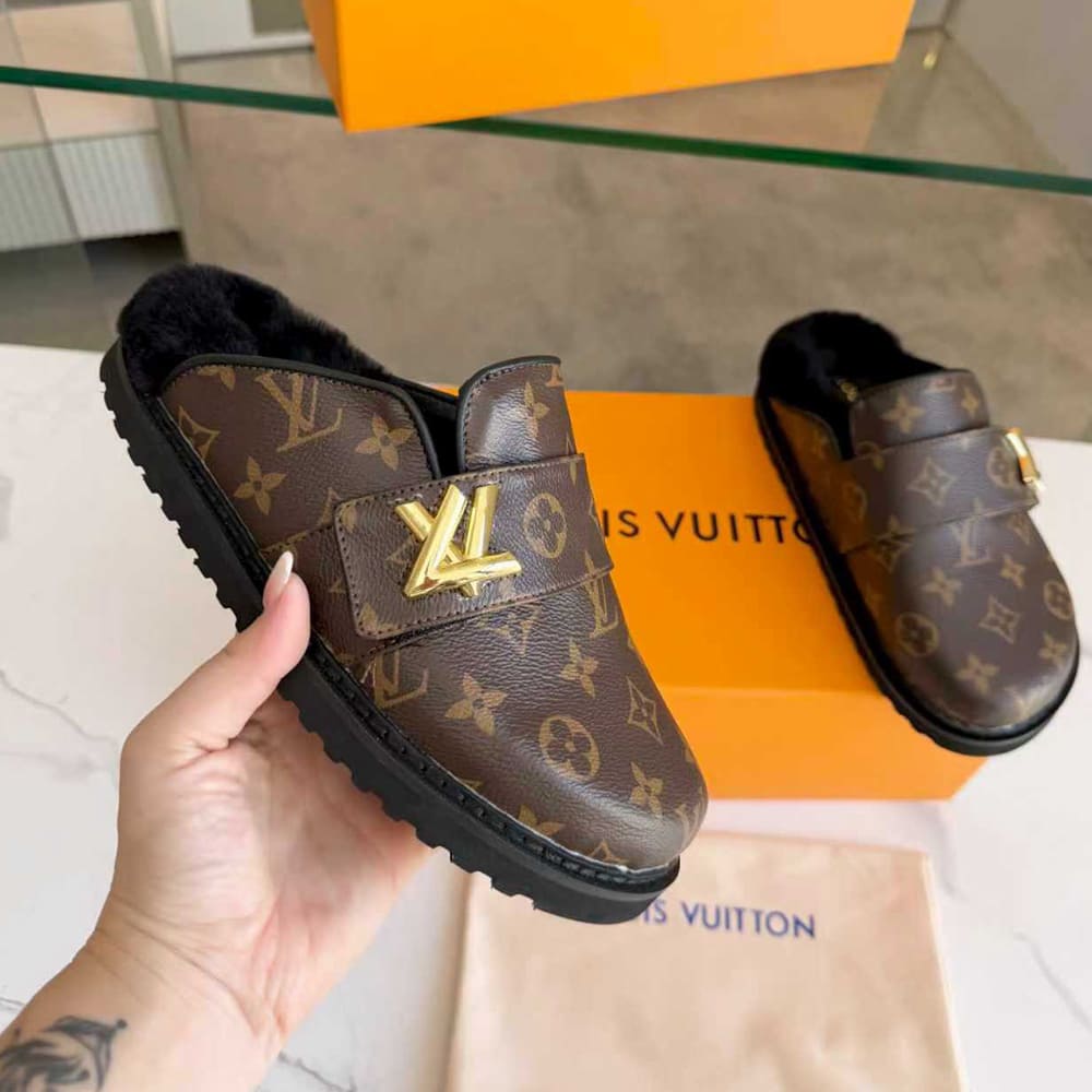 LV Monogram Wool Mules