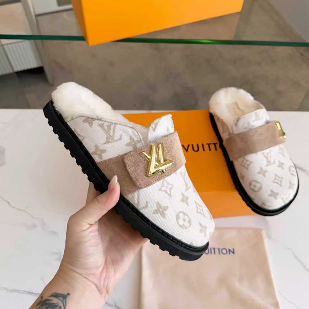 LV Monogram Wool Mules