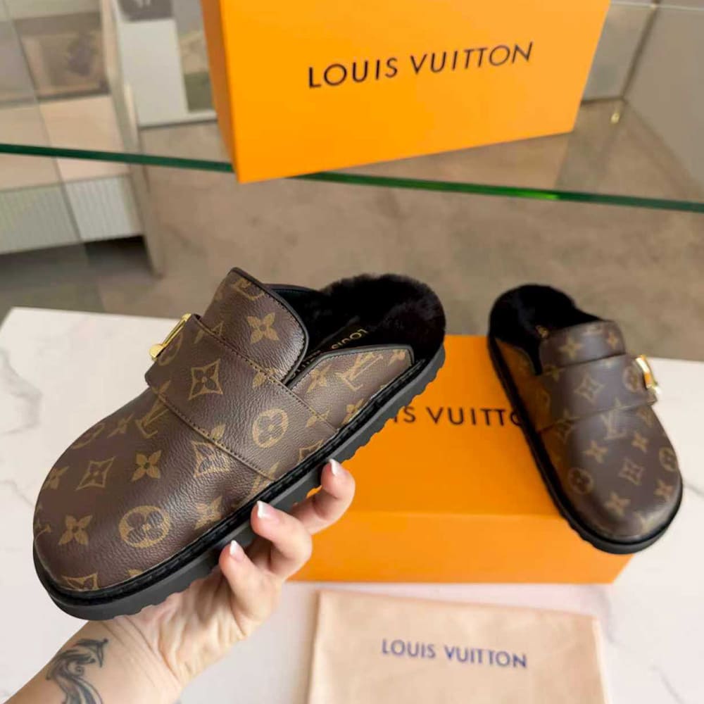 LV Monogram Wool Mules